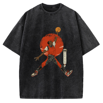 Ukiyo-e Style Basketball Player Michael Vintage Washed T-shirt