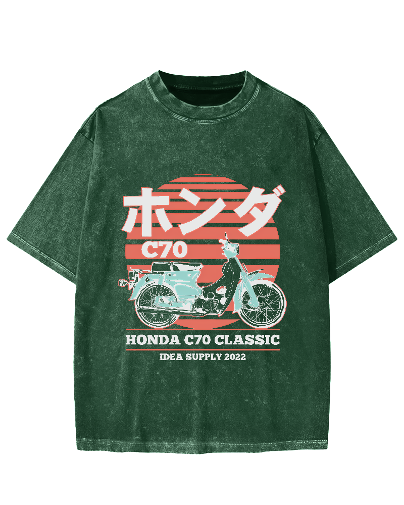 Japanese retro motorcycle Vintage Washed T-shirt