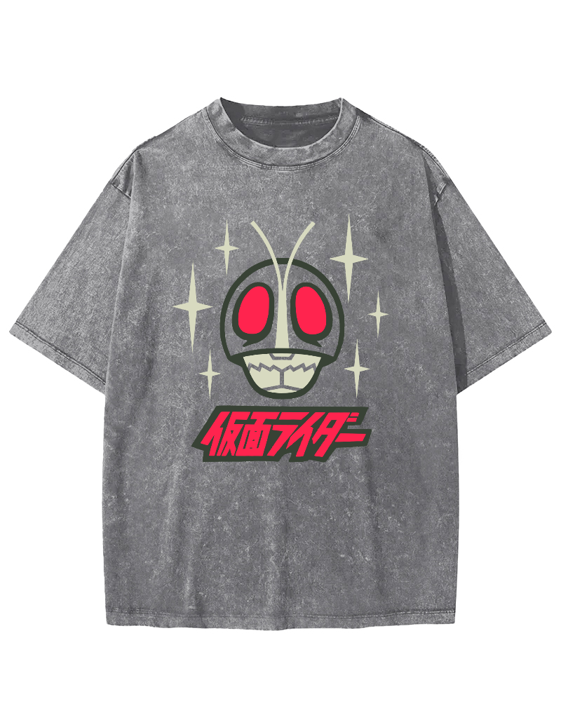 Japanese Cartoon Machine Vintage Washed T-shirt-Zazasy
