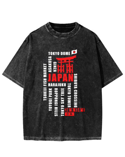 Tokyo, Japan Vintage Washed T-shirt-Zazasy