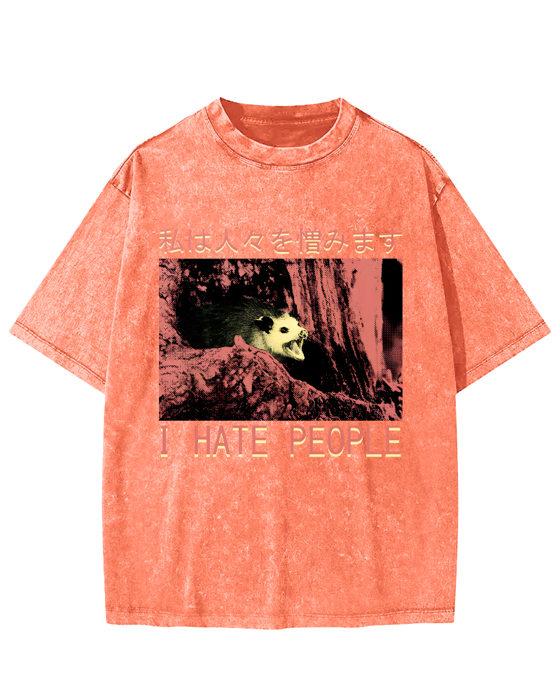 I Hate People Vintage Distressed T-shirt-Zazasy