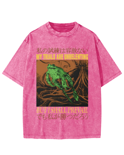 Jumping Frog Japanese Style Vintage Distressed T-shirt-Zazasy