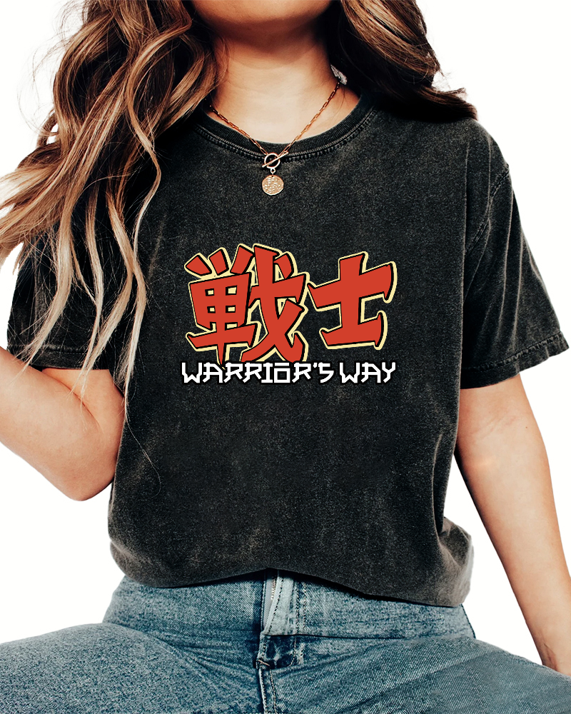 Japanese Warrior Font Vintage Distressed T-shirt-Zazasy