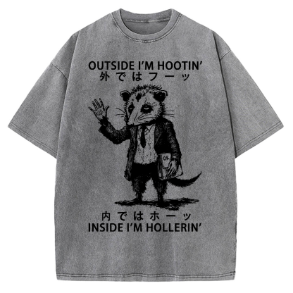 Funny Hootin' And Hollerin' Possum Vintage Washed T-shirt
