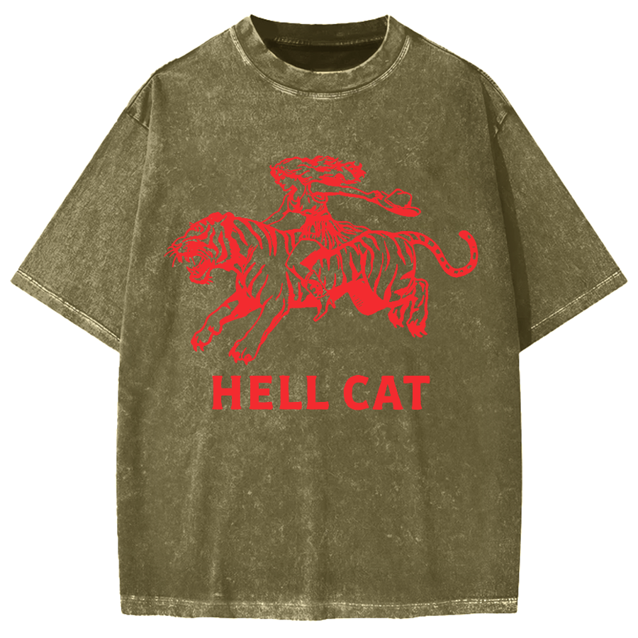 Cowgirl Hell Cat Vintage Washed T-shirt