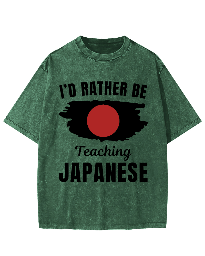 Id Rather Be Japanese  Vintage Washed T-shirt-Zazasy