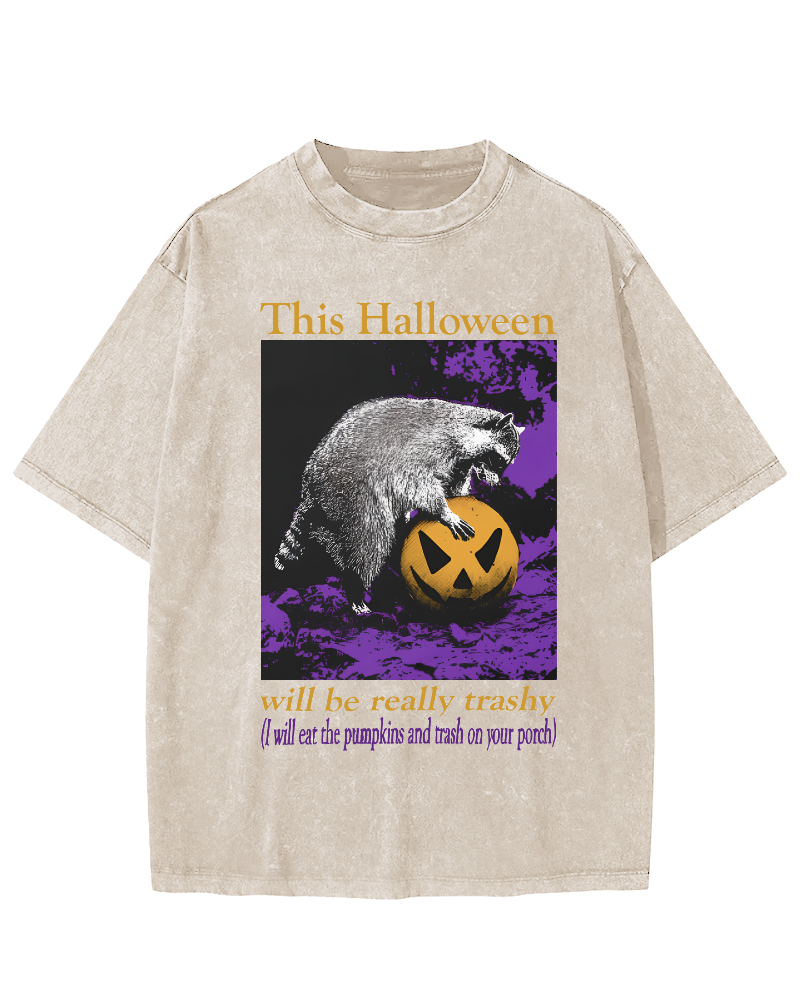 This Year's Halloween Will be a Vulgar Raccoon Vintage Distressed T-shirt-Zazasy