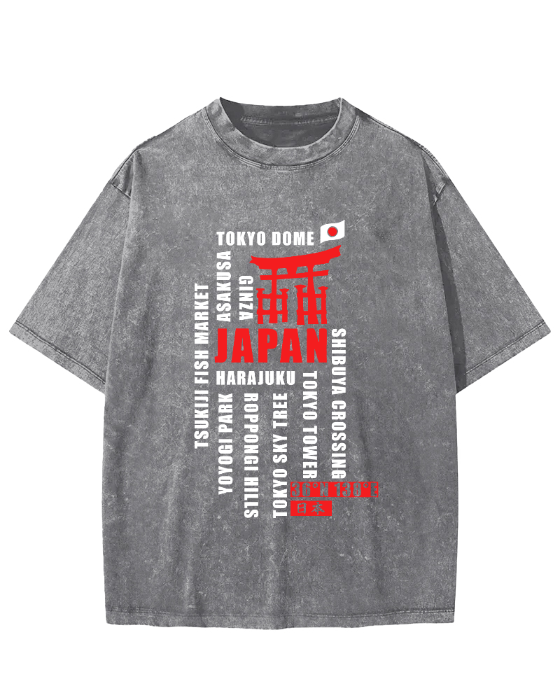 Tokyo, Japan Vintage Washed T-shirt-Zazasy