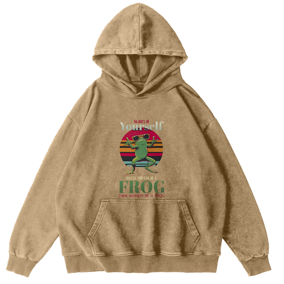 Personalized Frog Pattern Vintage Distressed Hoodie-Zazasy