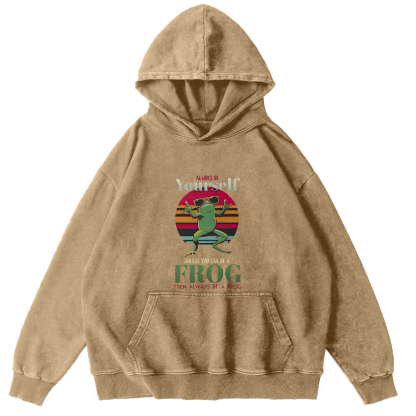 Personalized Frog Pattern Vintage Distressed Hoodie-Zazasy