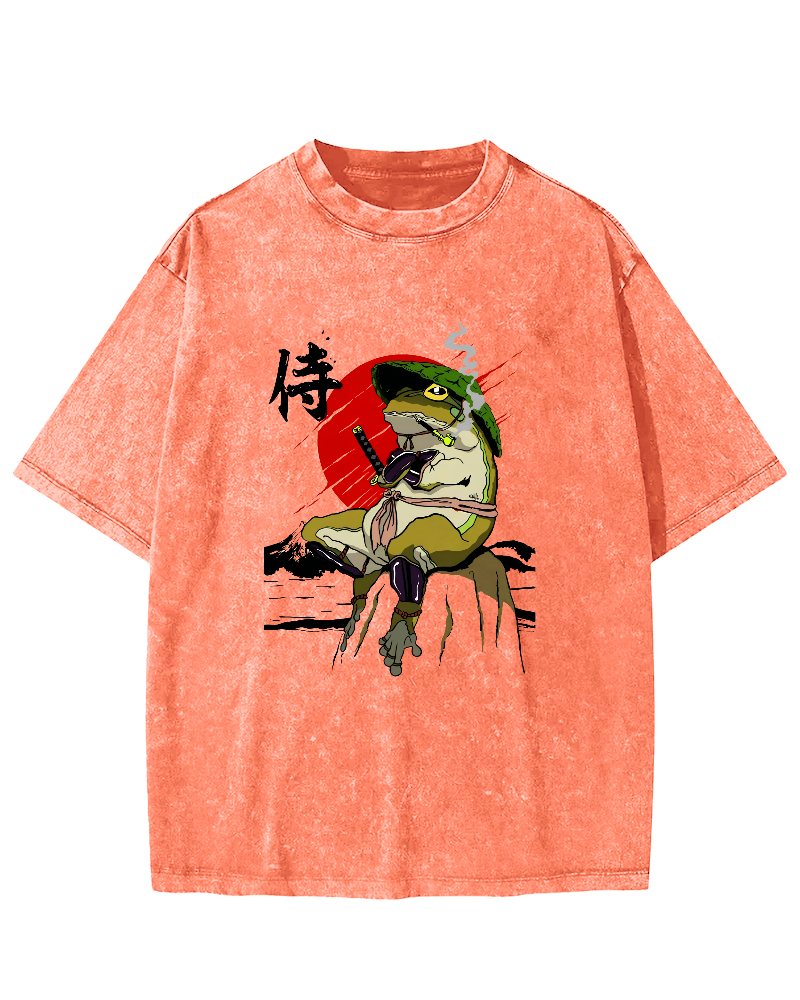 Frog Guard Japanese Style Vintage Distressed T-shirt-Zazasy