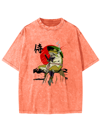 Frog Guard Japanese Style Vintage Distressed T-shirt-Zazasy