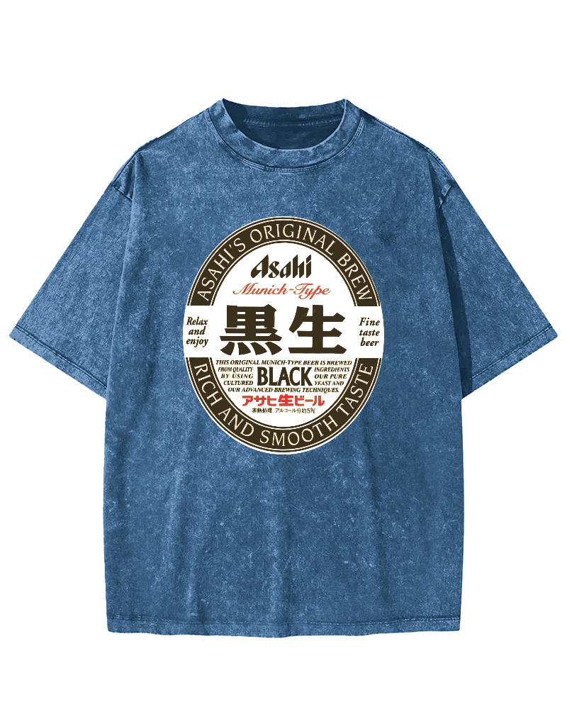 Asahi Nama Beer Black Vintage Washed T-shirt