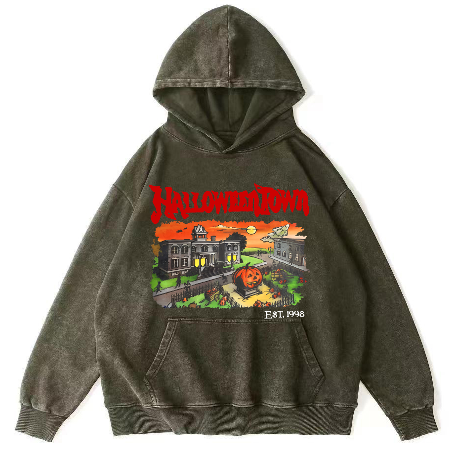 Halloween Town Vintage Washed Hoodie-Zazasy