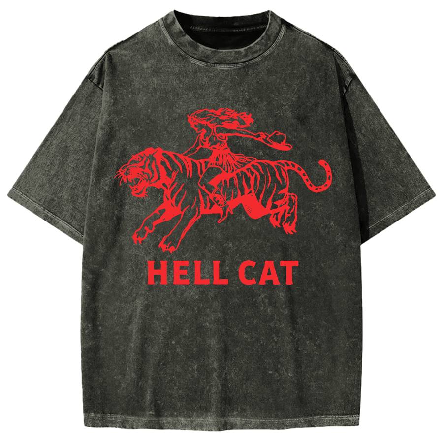 Cowgirl Hell Cat Vintage Washed T-shirt
