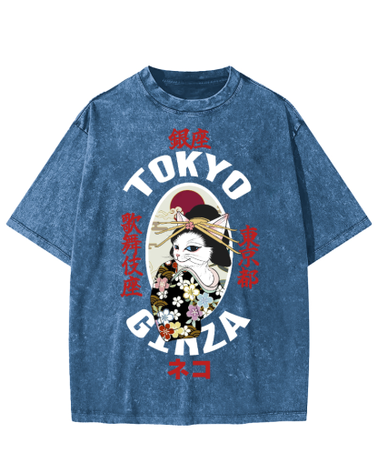 Tokyo Kabuki Cat Vintage Washed T-shirt