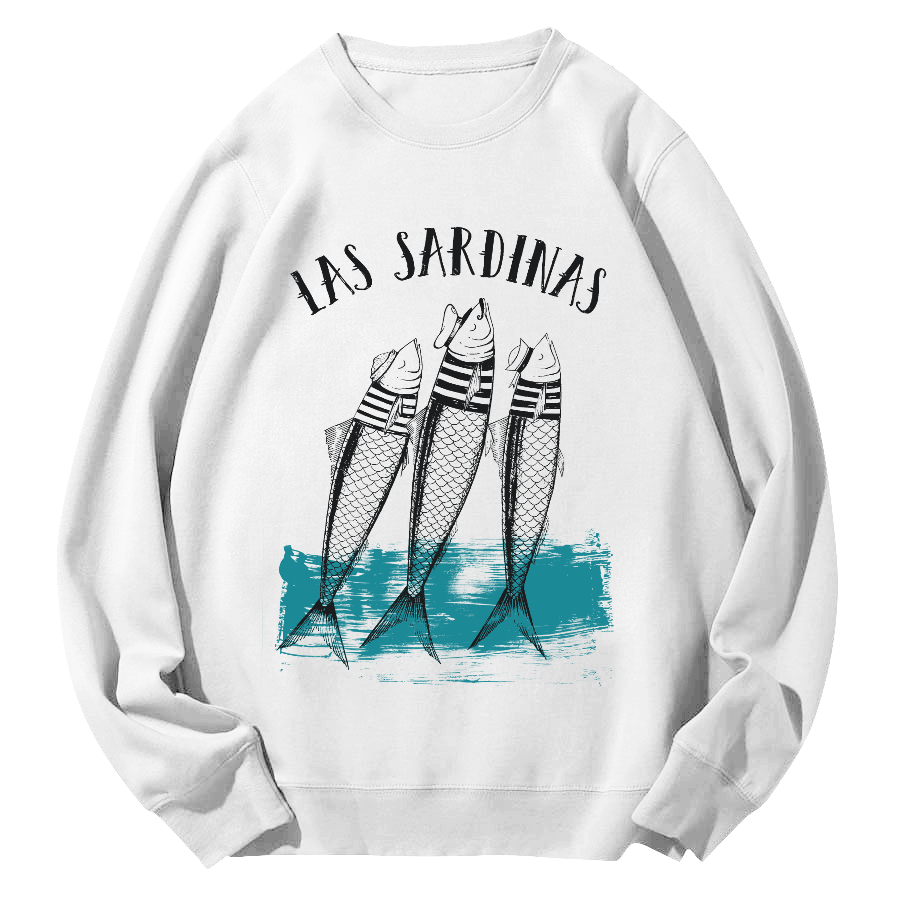 Las Sardinas  Round Neck Sweatshirt-Zazasy