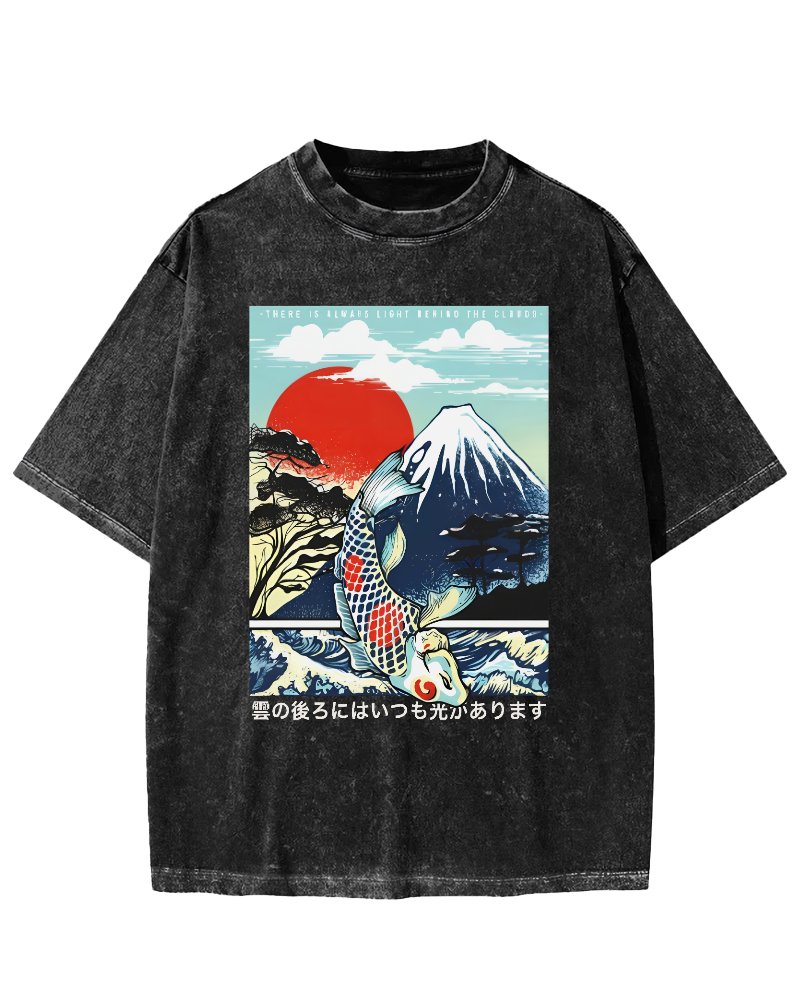 Ukiyo-e koi Vintage Washed T-shirt-Zazasy
