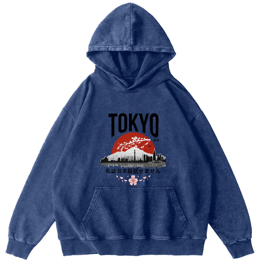 Tokyo City Scenery Vintage Distressed Hoodie-Zazasy