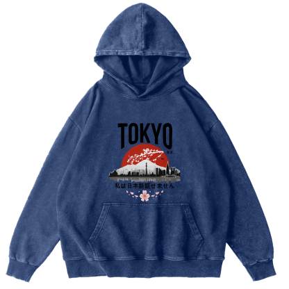 Tokyo City Scenery Vintage Distressed Hoodie-Zazasy