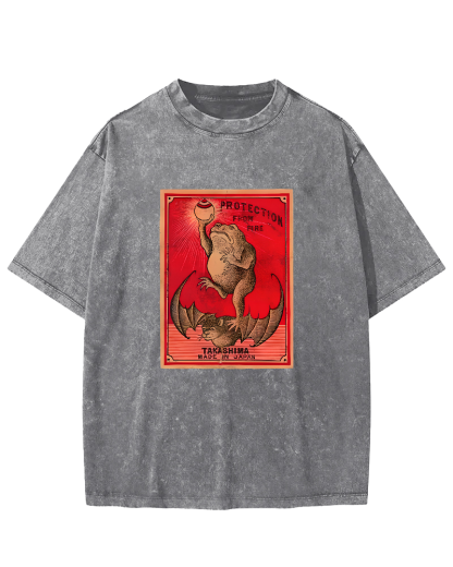 Japanese Matches Frog & Bat Washed T-Shirt-Zazasy