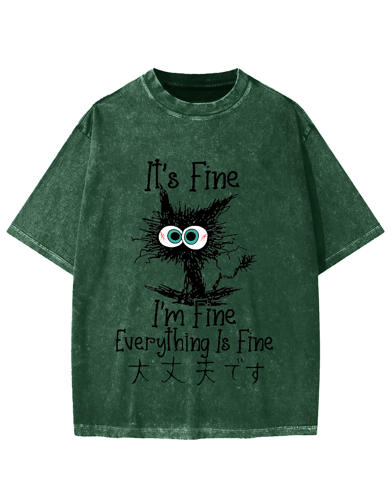 It's Fine Cat Vintage Washed T-shirt