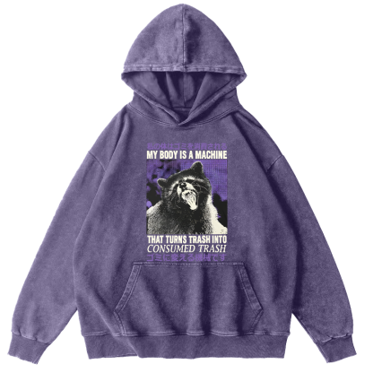 Angry Raccoon Vintage Distressed Hoodie-Zazasy