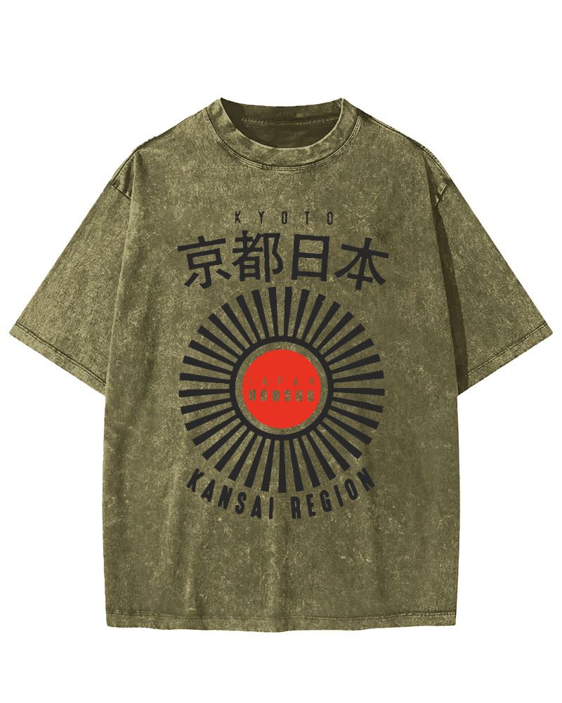 Kyoto, Japan Vintage Washed T-shirt-Zazasy