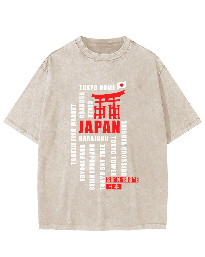 Tokyo, Japan Vintage Washed T-shirt-Zazasy