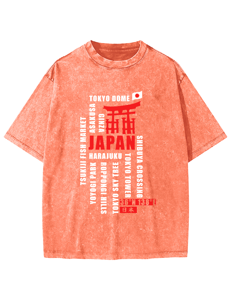 Tokyo, Japan Vintage Washed T-shirt-Zazasy