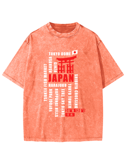 Tokyo, Japan Vintage Washed T-shirt-Zazasy