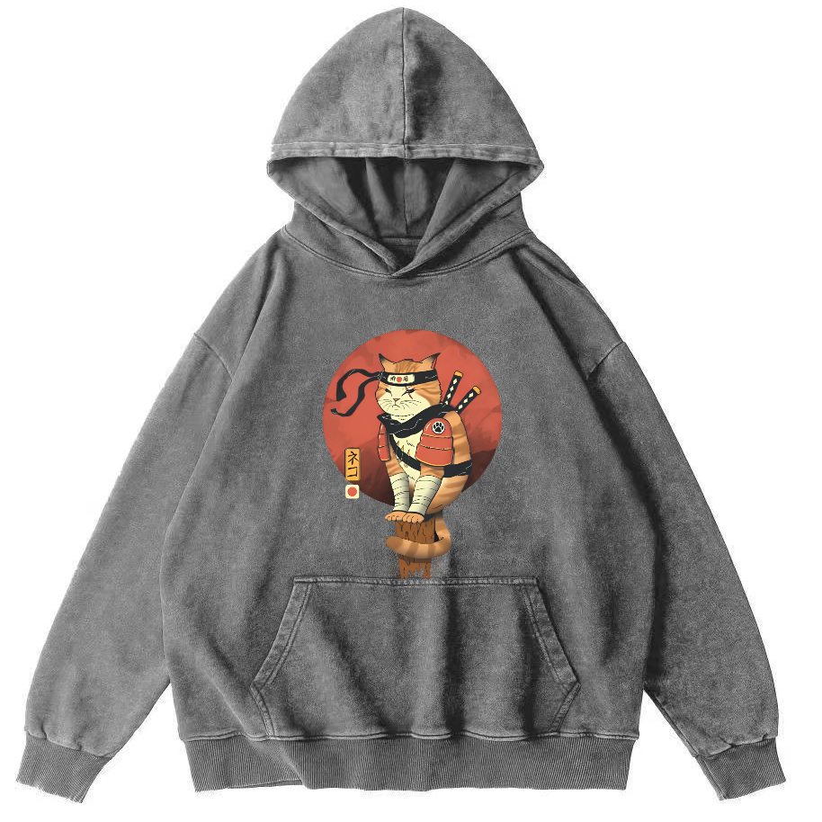 Warrior Cat Vintage Distressed Hoodie-Zazasy