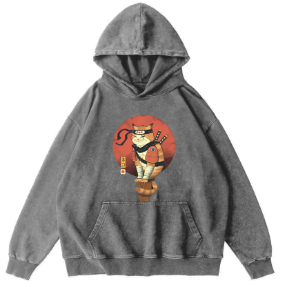 Warrior Cat Vintage Distressed Hoodie-Zazasy