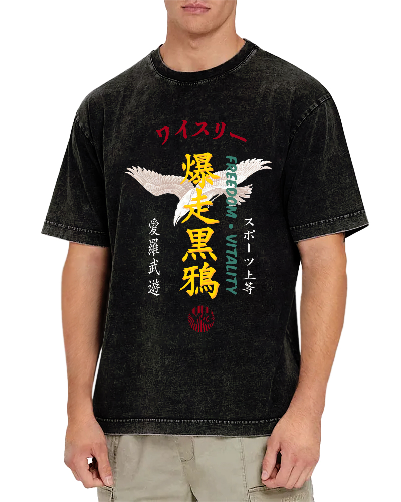 Rampage Black Crow Japan Vintage Washed T-shirt-Zazasy