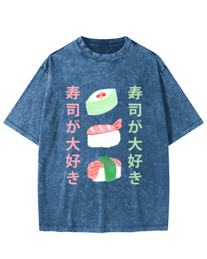 Delicious Sushi in Japan Vintage Washed T-shirt-Zazasy