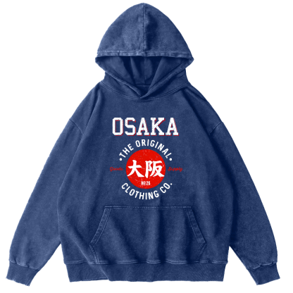 Osaka Script in Japan Vintage Washed Hoodie-Zazasy