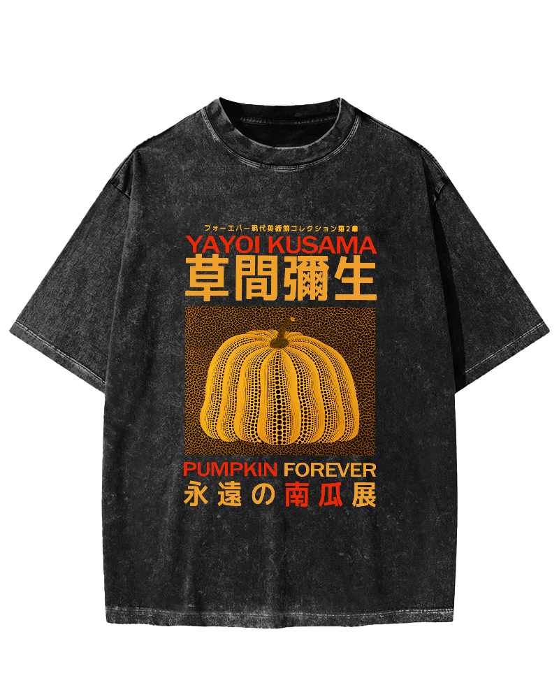 Halloween Pumpkin Japan Vintage Washed T-shirt-Zazasy