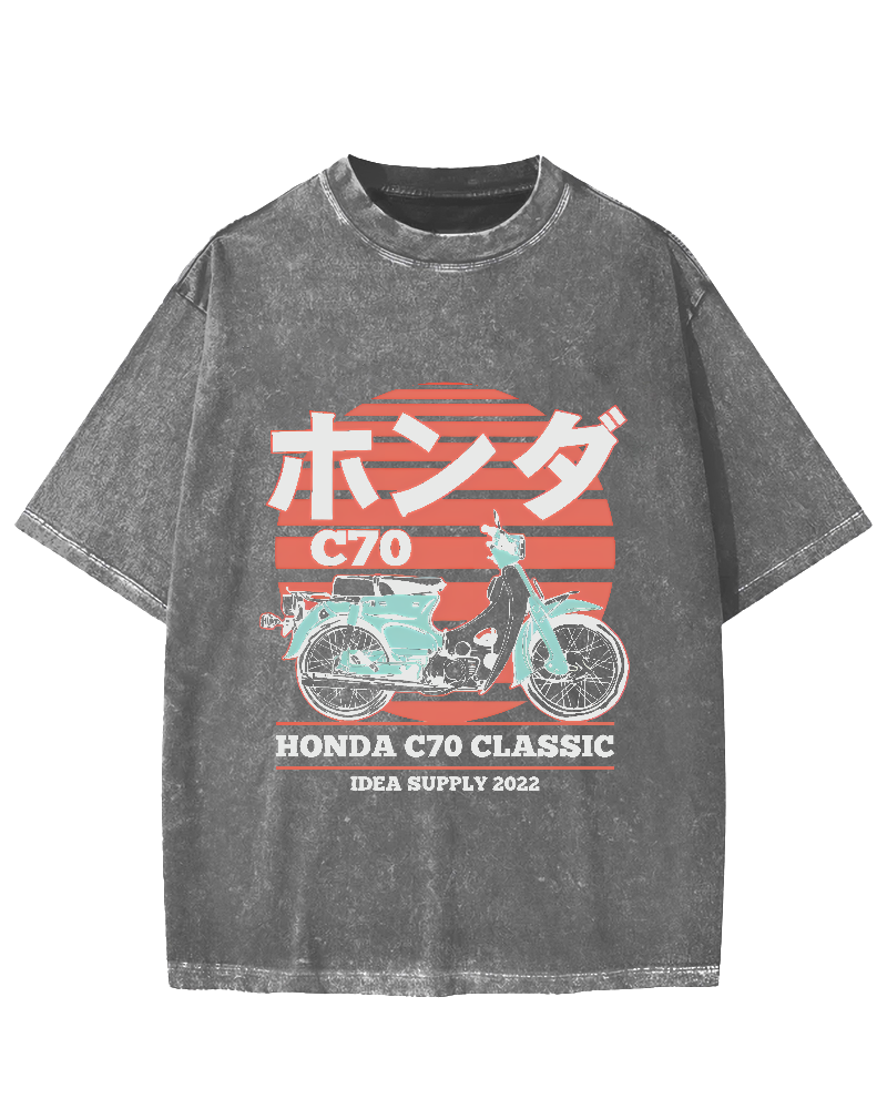 Japanese retro motorcycle Vintage Washed T-shirt
