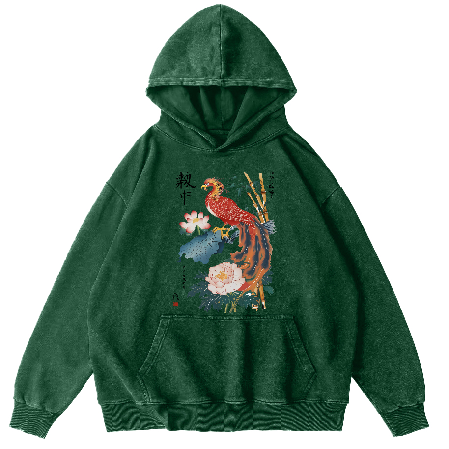 Proud Peacock Japanese Style Vintage Distressed Hoodie-Zazasy