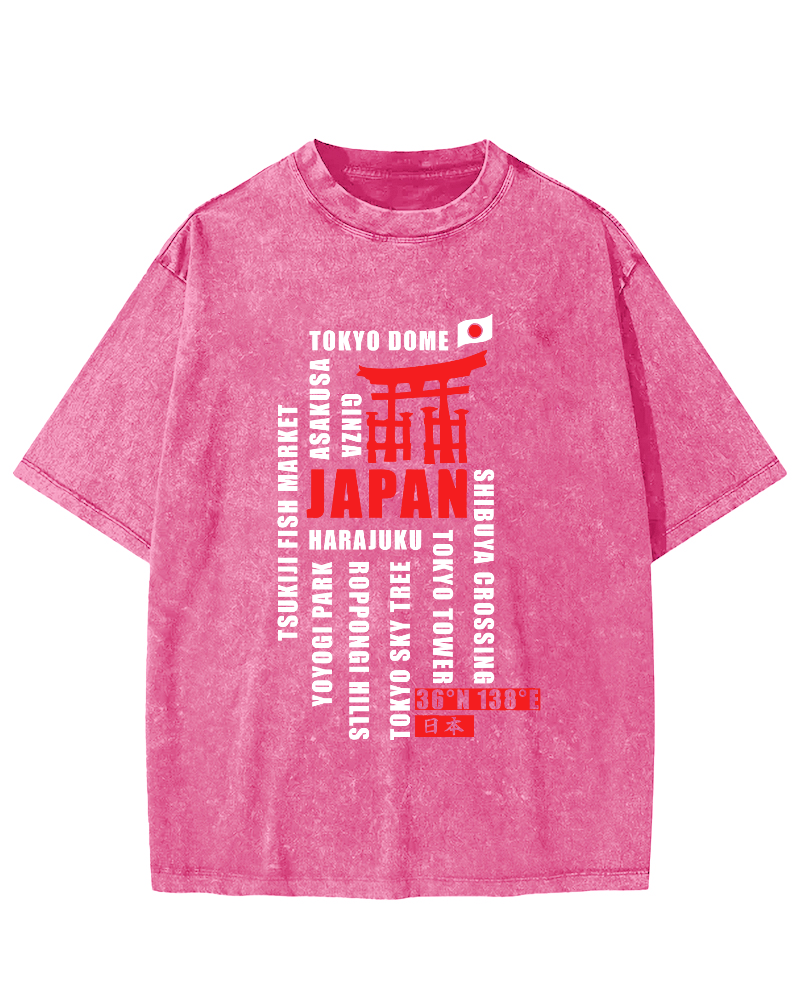 Tokyo, Japan Vintage Washed T-shirt-Zazasy