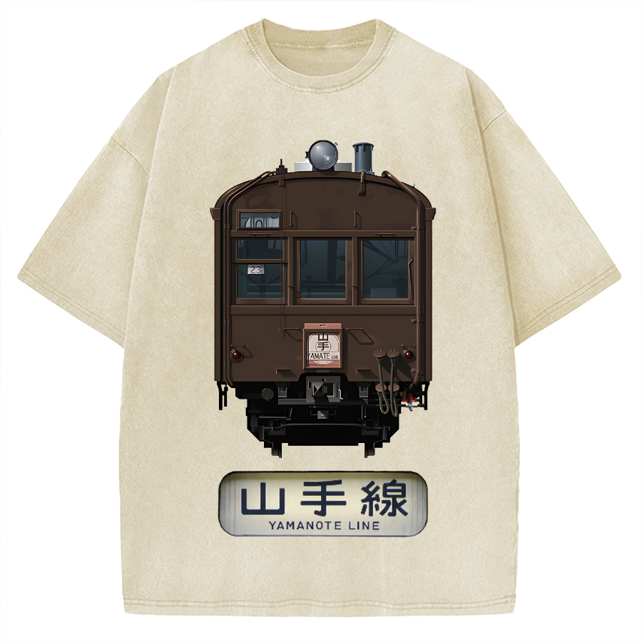 Japan Yamanote Line Train Retro Vintage Washed T-shirt