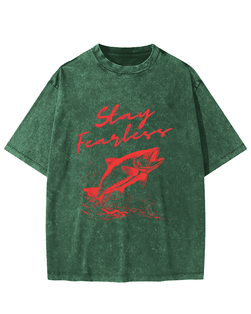Ocean Salmon Leisure Vintage Distressed T-shirt-Zazasy