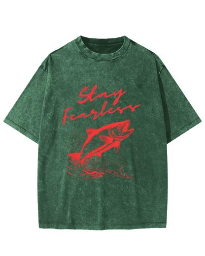 Ocean Salmon Leisure Vintage Distressed T-shirt-Zazasy
