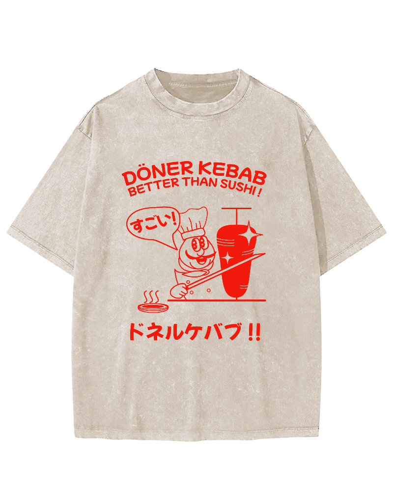 Japanese BBQ Vintage Washed T-shirt-Zazasy