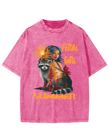 Raccoons In The Forest Vintage Distressed T-shirt-Zazasy