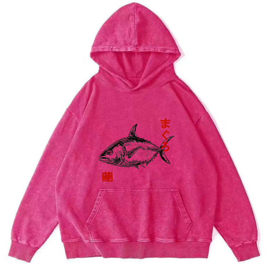 Japanese Tuna Pattern Vintage Distressed Hoodie-Zazasy