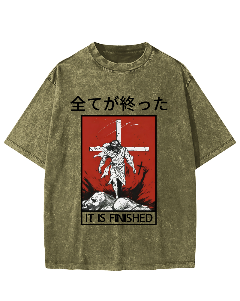 It Is Finished Vintage Washed T-shirt-Zazasy
