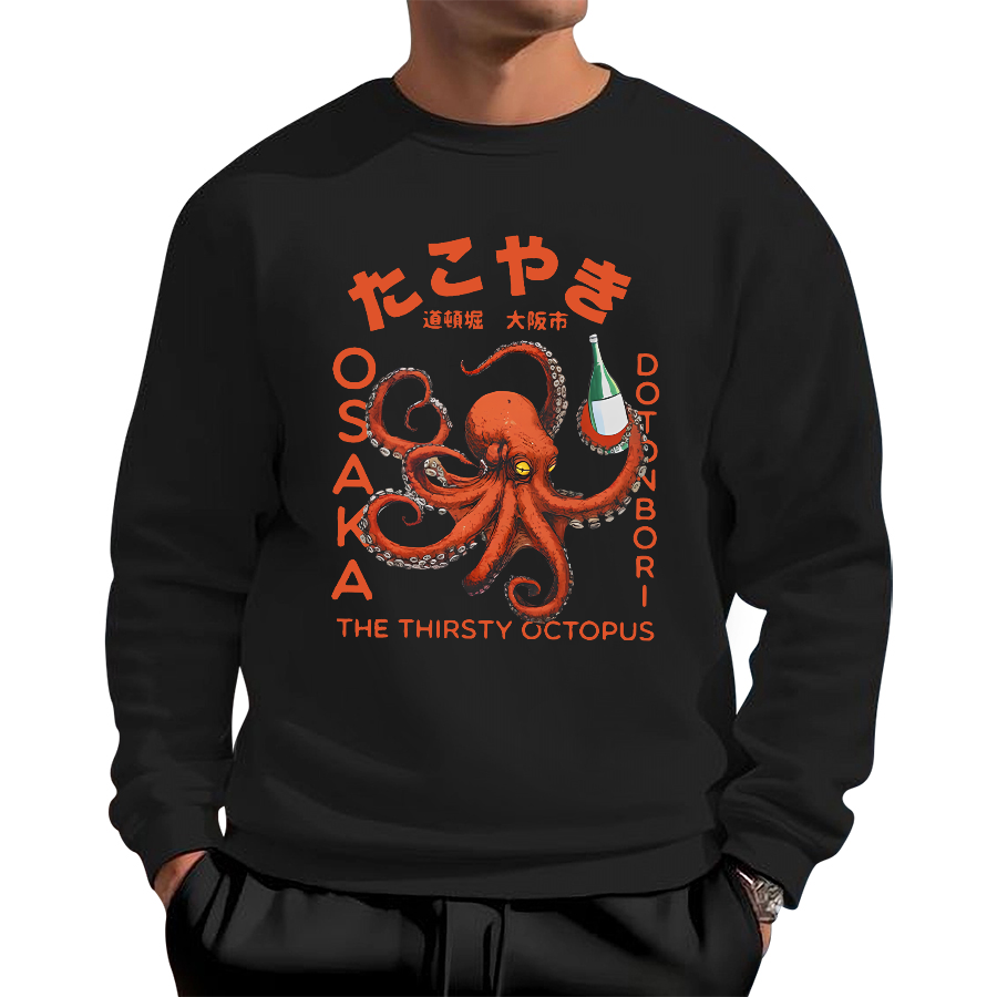 Osaka City Octopus Cuisine Cotton Pullover Sweatshirt