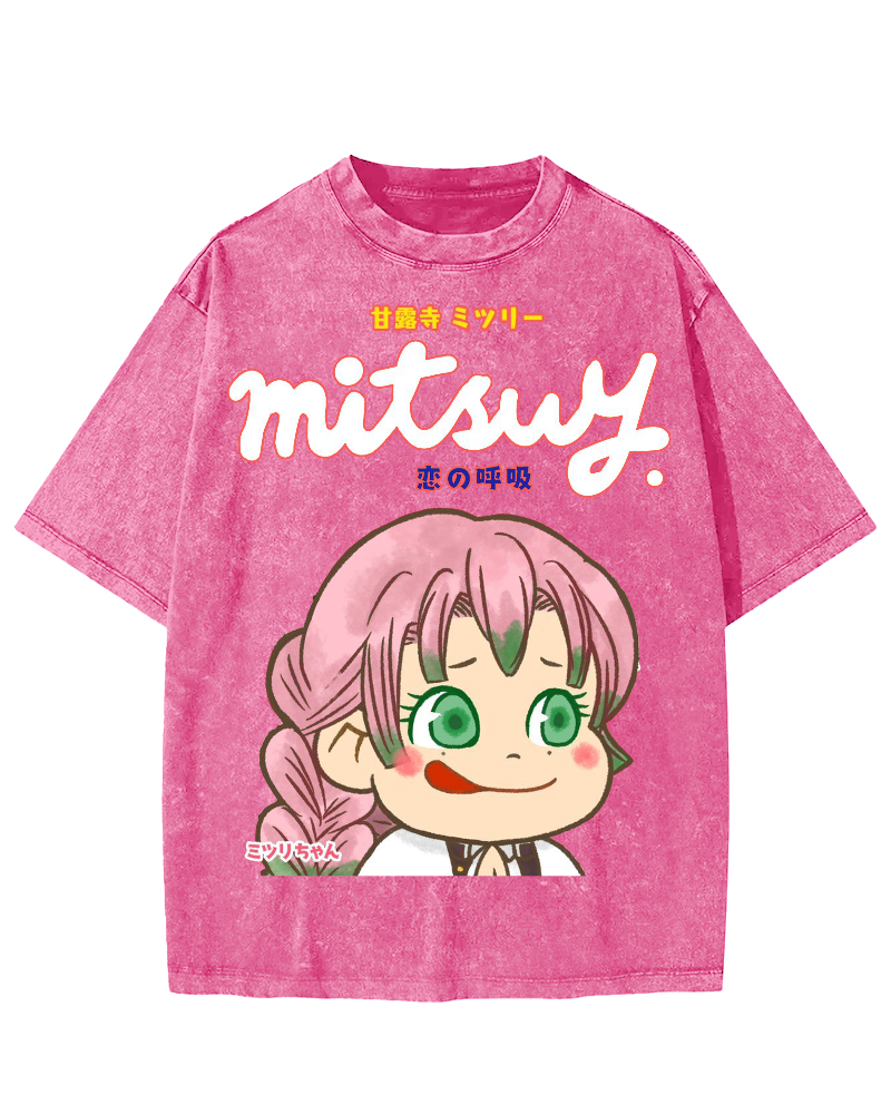 Japanese Anime Mitsuri Vintage Washed T-shirt