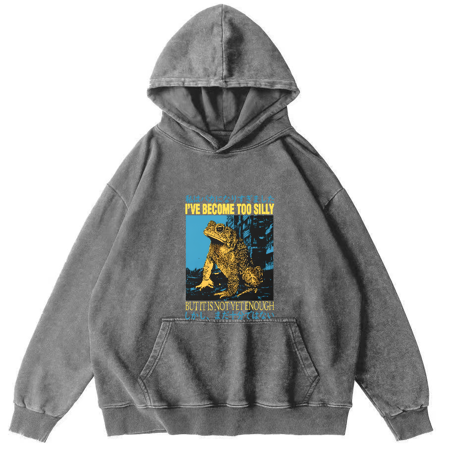 Retro Frog Pattern Japanese Style Vintage Distressed Hoodie-Zazasy